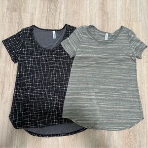 LuLaRoe Classic Tee Bundle — Striped & Geometric Print, Size Small
